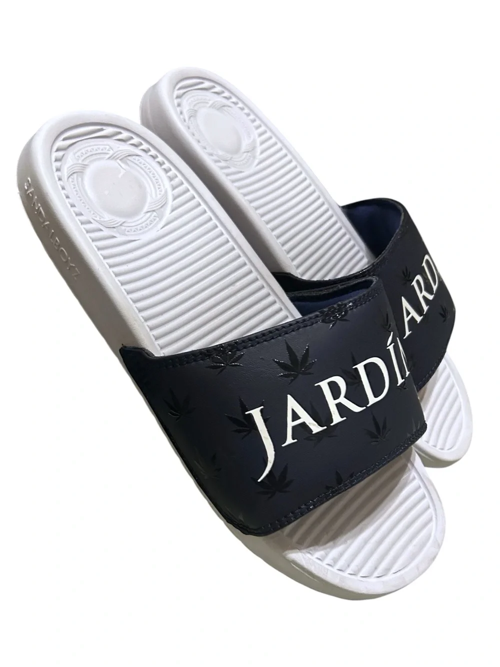 JARDÍN APPAREL Men’s Blue Leaf Slides Collaboration with SANDALBOYZ